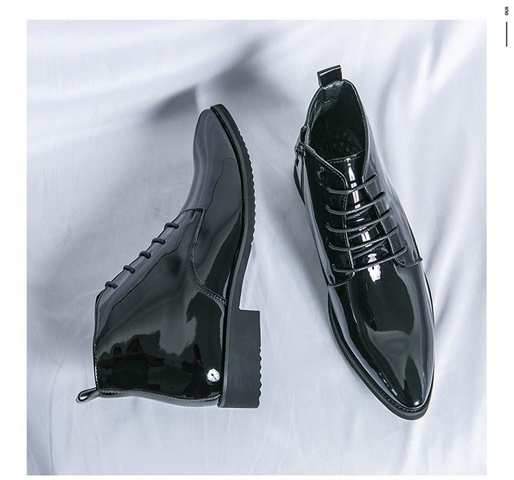 Herren Größe 47 High-Top Retro Lederstiefel - Herbst/Winter Mode, Casual, spitze Zehen.