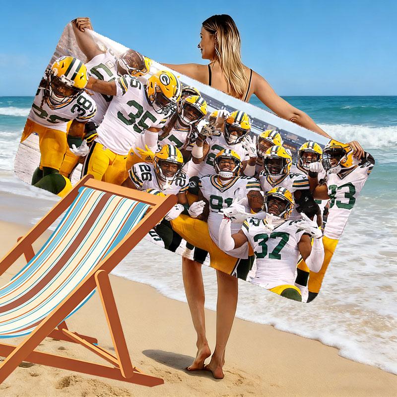 Steelers Spieler Print Strandtuch, Großes Weiches Schnelltrocknendes Handtuch für Strand Camping Schwimmen