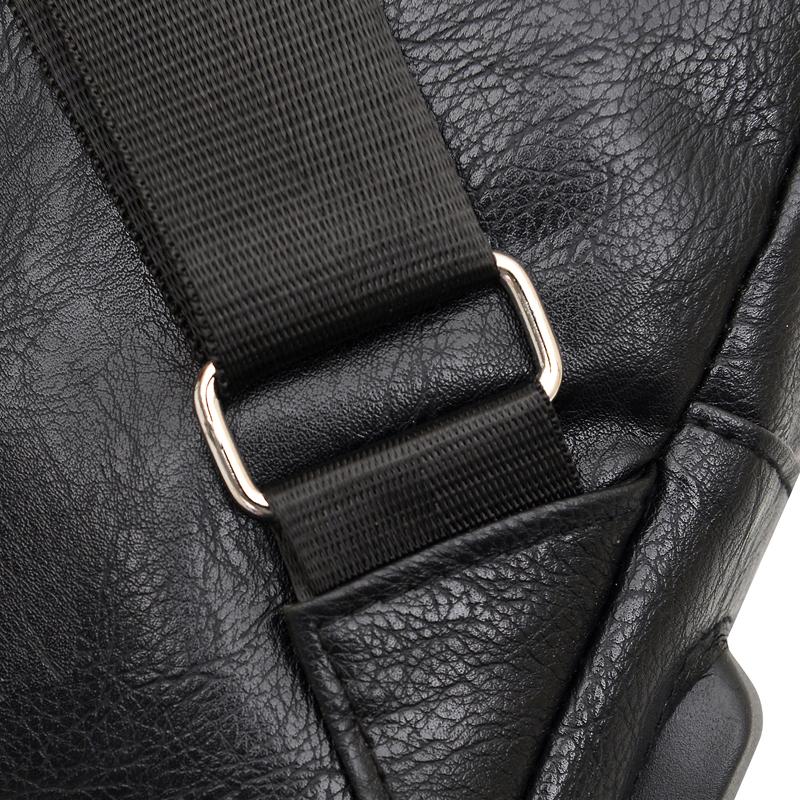 Simple and Fashionable Casual Solid Color PU Multifunctional USB Charging Zipper Man's Chest Bag Crossbody Bag for Commuting