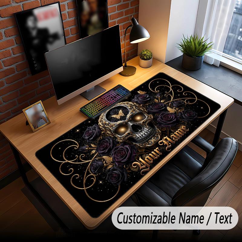 Tema Gótico Caveira Mouse Pad Personalizado Com Nome Texto Personalizado Tapete de Mesa Para Escritório Decoração de Casa