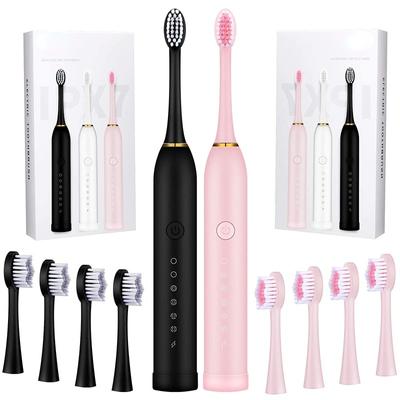 6 Modes Electric Toothbrushes for Adults Kids Smart Timer Rechargeable Whitening Toothbrush IPX7 Waterproof 4 Brush Head