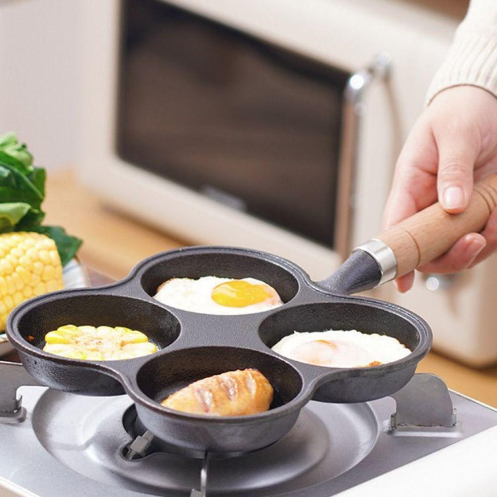 3/4 Hole Egg Frying Pan Cast Iron Pancake Pan Household Omelet Pan Breakfast