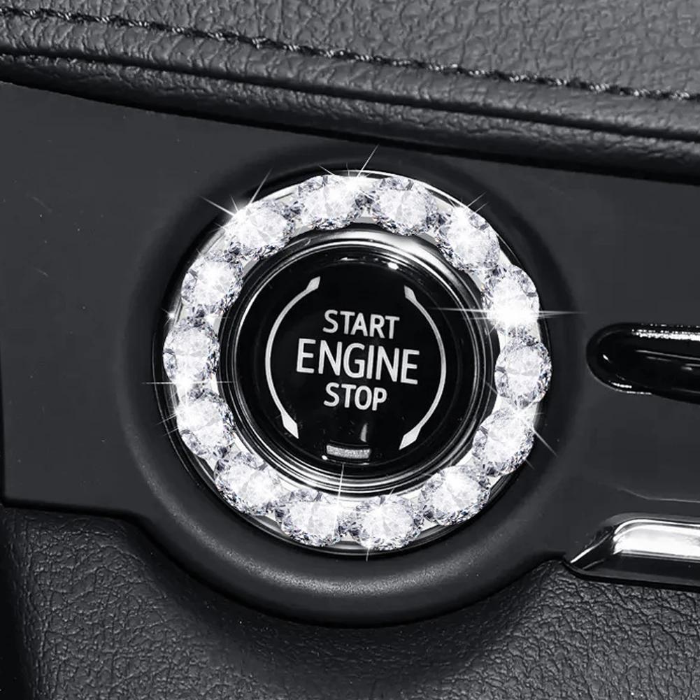 Rhinestone Car Engine Start Stop Decorative Ring Ignition Engine Button Diamonds Ring Stickers Ignition Ring Interior Decoration