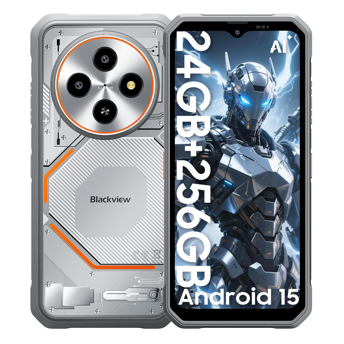 Blackview Fort 2 5G 8GB Ram 128/256GB Rom Android 15 Robustes Smartphone 6, 56 Zoll 90HZ Mobiltelefon 5000mAh 8GB+256GB Weiß
