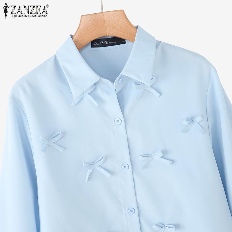 ZANZEA Women Turn Down Collar Loose Casual Btton Blouse