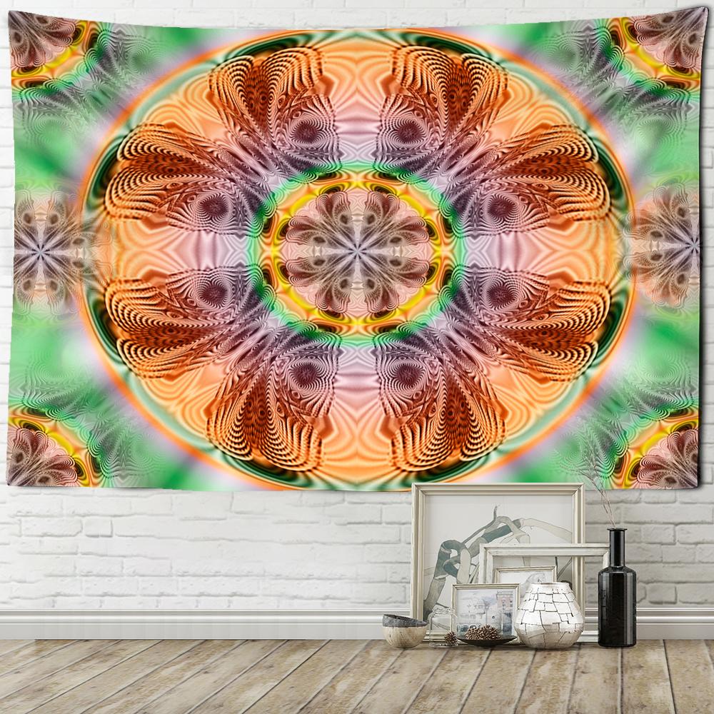 Tapiserie cu mandala colorată, agățată pe perete, în stil boem, vrăjitorie psihedelică, Tapiz, artă hippie, decor acasă
