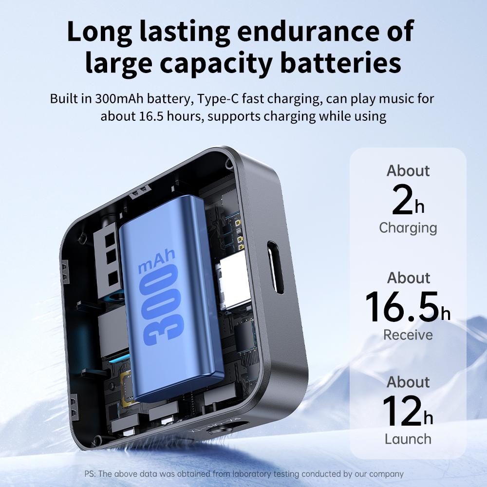 2-IN-1 Car Bluetooth 5.4 Receiver 10M Stable Transmitter 3.5mm AUX With LCD Battery Volume Display for Car Music/Hands-Free Call