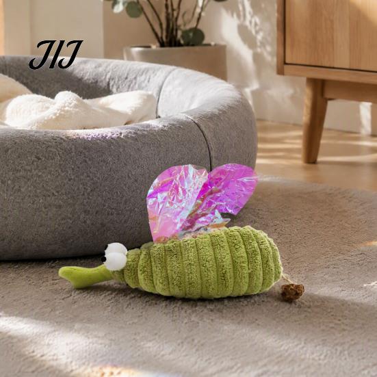 Skin Friendly Cat Play Toys Crinkle Mosquito Toy with Catnip, Gall Fruit Chew Fun Shape Toy, Soft Plush Insect Stuffed for Indoor Cats Kittens