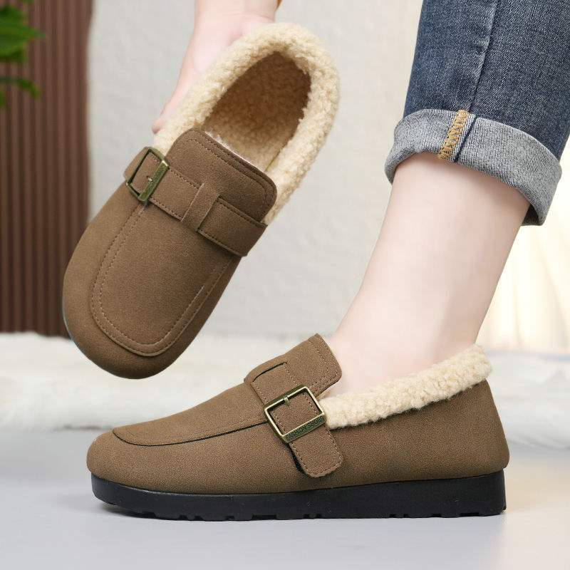 Birkenstocks Rundkopf-Slipper vielseitige Winter-Samt-Weichsohlen-Doudou-Schuhe vielseitige INS-Mode Baumwollschuhe