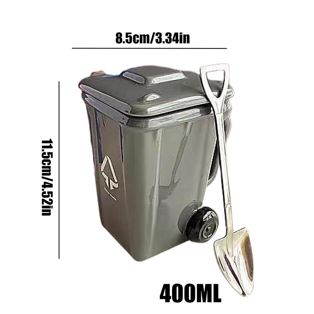 Creative Trash Can Shaped Coffee Mug Ceramic Mug Wheelie Trash Bin Ceramic Mug With Shovel-shaped Spoon Funny Birthday Gifts