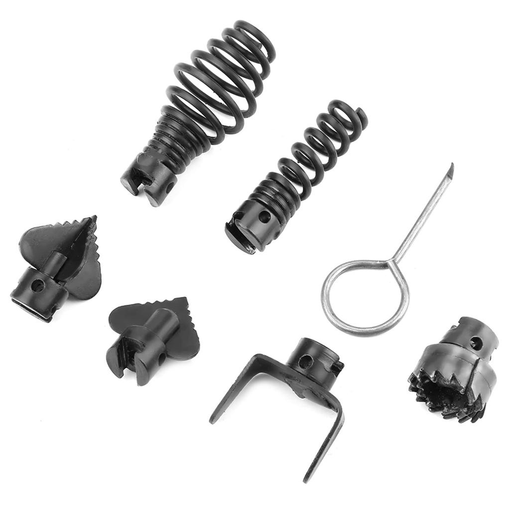 Drain Cleaner Combination Cutter Head, 7-Piece 16mm Pipe Dredge Cutter Head, Dredge Spring Automatic Head Lock Head Gear Cutter Head, Drain Auger