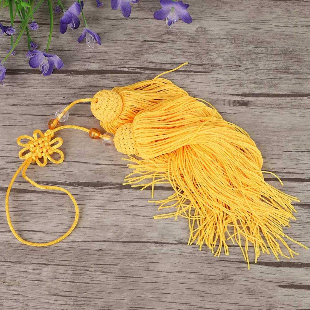 Chinese Martial Arts Kung Fu Taiji Sword Tassel Yellow Short Sword Tassel