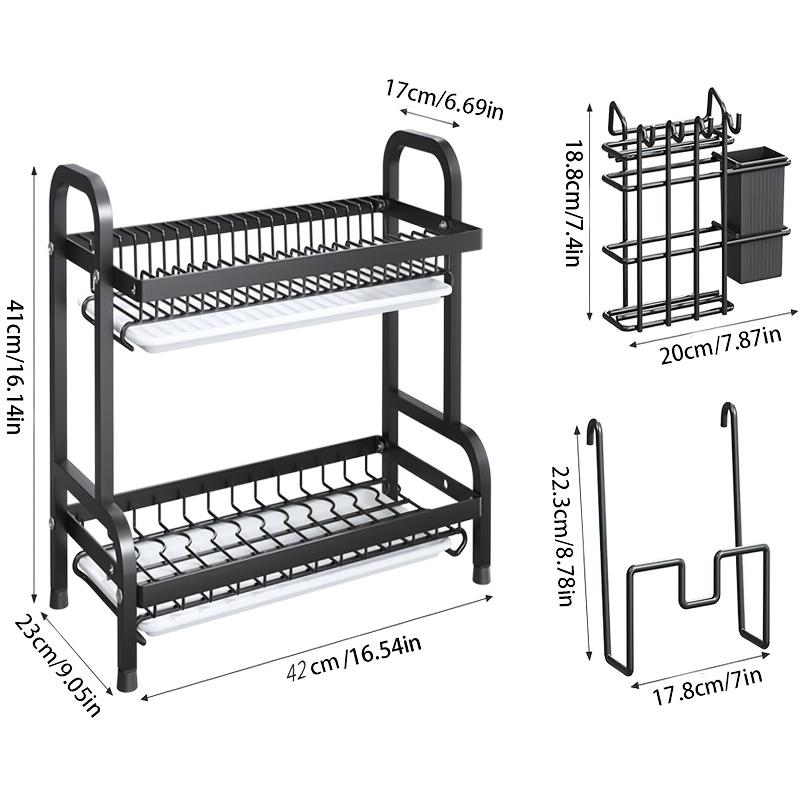 

1 шт. Органайзер для кухни из углеродистой стали с системой слива - Многофункциональная подставка для посуды, мисок и столовых приборов - Прочная для общественного питания чёрный