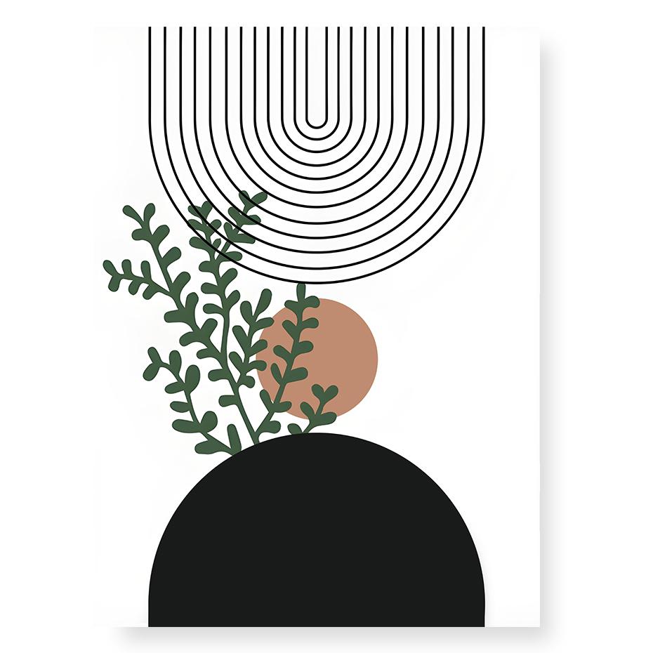 Boho Abstract Geometric Line Black Beige Wall Art Posters Canvas Painting Print Picture for Living Room Interior Home Decoration