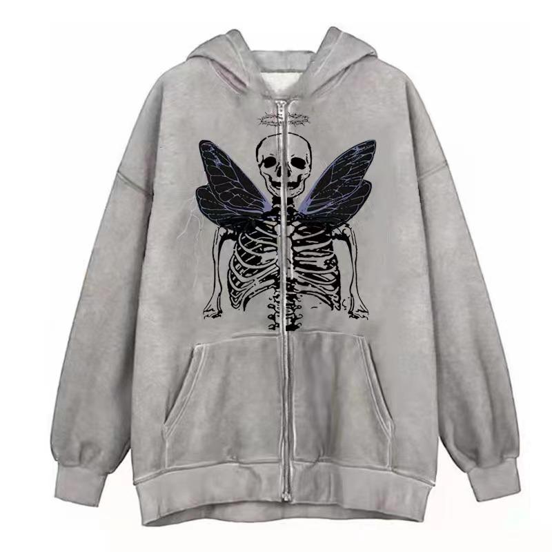 European & American Gothic Butterfly Zipper Hoodie - Autumn/Winter Style