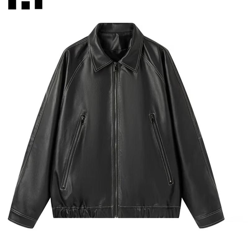 Мужская ретро-куртка CHOCOOLATEit свободного кроя из искусственной кожи L