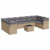 VidaXL Garden Lounge Set 11 Pcs with Beige Cushions Wicker 3250048