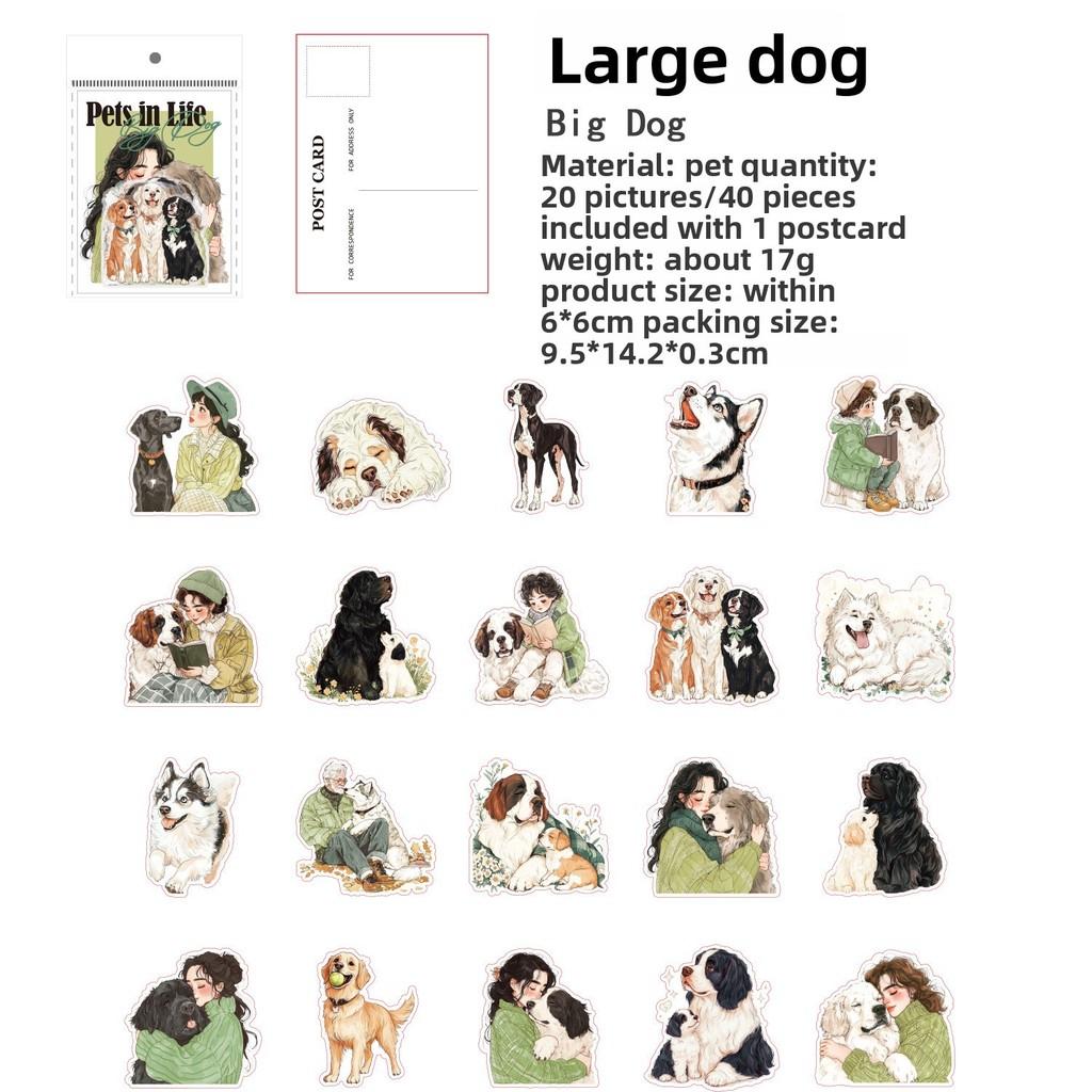 40pcs Pet Life Series Stickers Cat Cartoon Decoration Stickers for Scrapbooking Junk Journal Collage Stickers