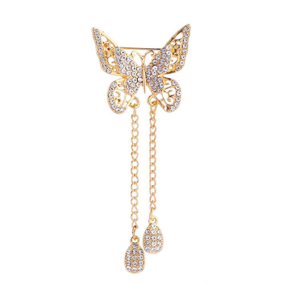 Women's High-End Butterfly Tassel Brooch for Suits and Cardigans