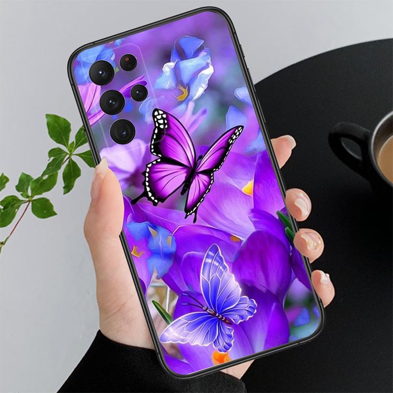 Purple Flower Phone Case For Samsung A35 A55 A54 A15 A25 A05s A05 A22 A24 A52 A33 A34 M34 M14 M54 M23