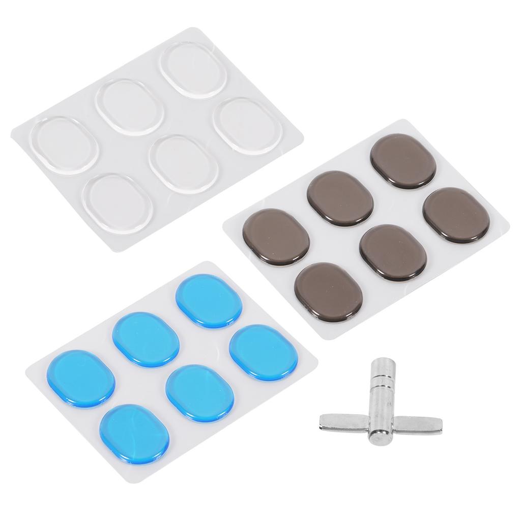 3 Sheets Silicone Mute Pad Drum Kit Soft Dampeners Replacement Sound Damping Mats with T Wrench