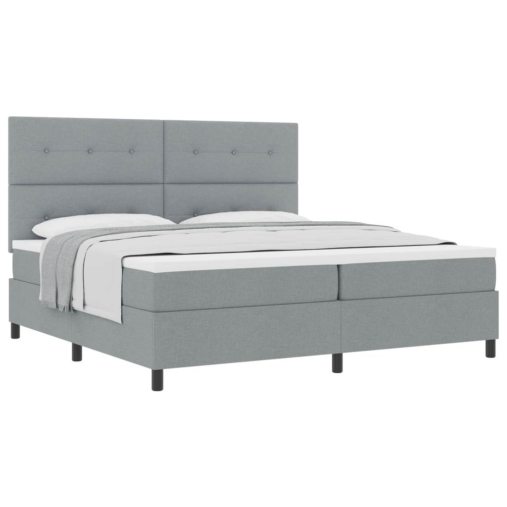 Upholstered Bed with Headboard Light Gray 200 x 200 cm Fabric