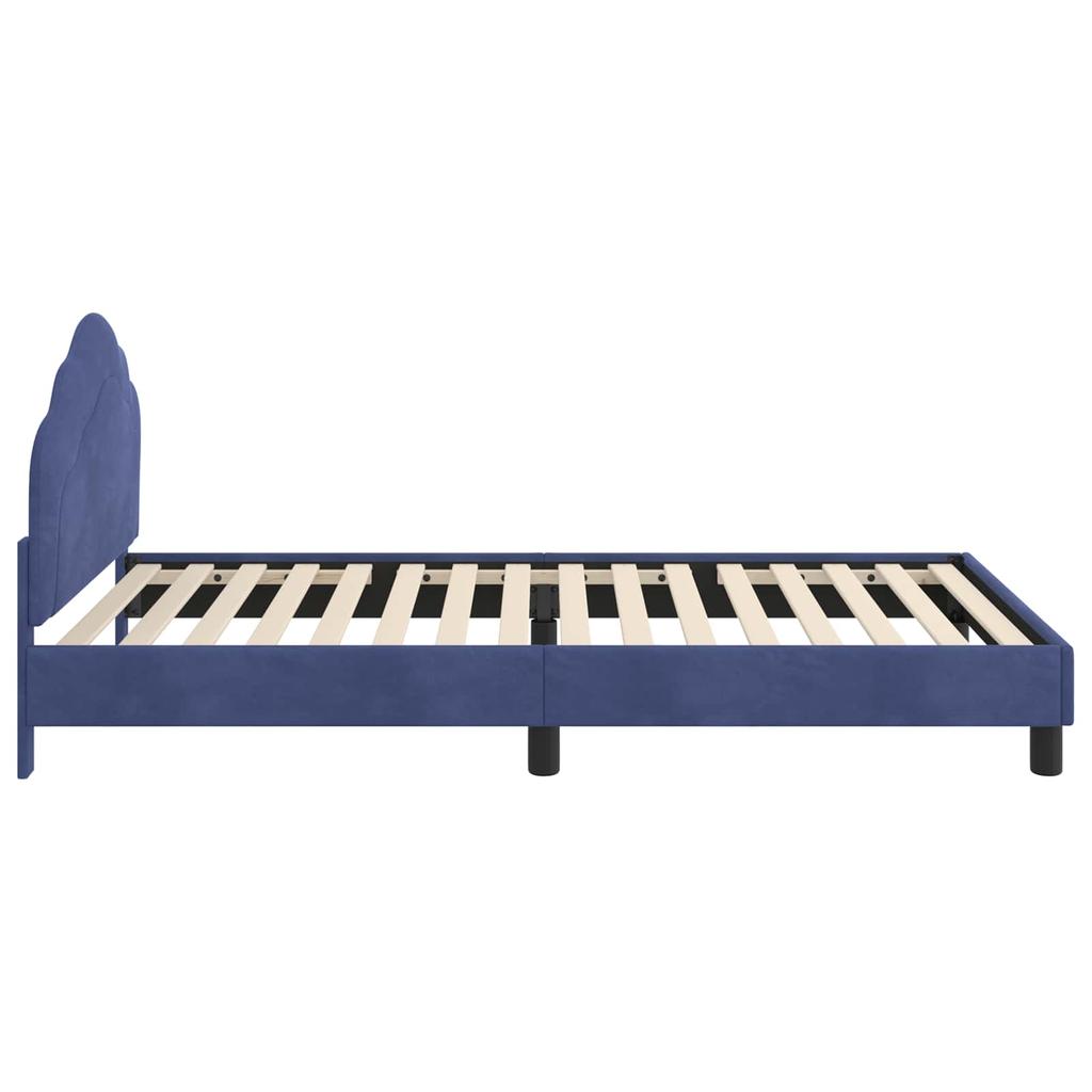 Children S Bed Frame with Headboard Police Blue 80 X 200 Cm Velvet