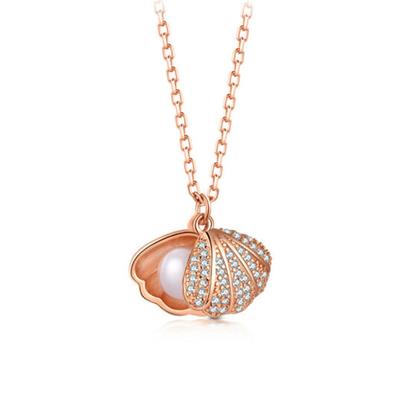 S925 Sterling Silver Shell Pearl Necklace Women's Creative Design Korean Style Shell Pearls Necklace