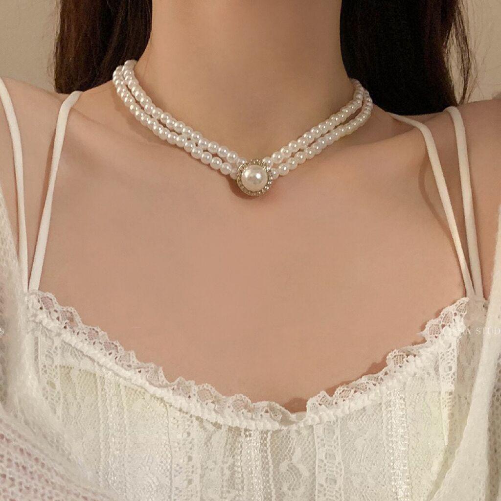 

French Retro Double-Layer Pearl Choker Necklace: Luxury Fashion for Women
