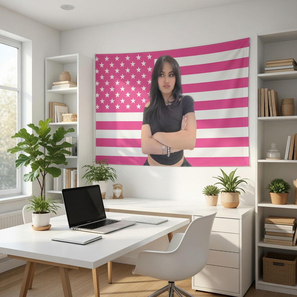 Pink American Flag Tapestry Wall Hanging, Cute Dorm & Bedroom Decor, Trendy Patriotic Flag Art Poster, Ideal Gift For Teens