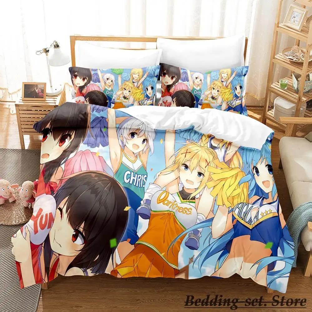 KonoSuba Bedding Set Single Twin Full Queen King Size Bed Set Adult Kid Bedroom Duvetcover Sets Anime parure de lit Bed