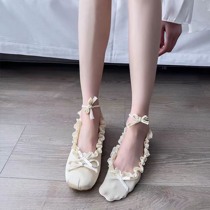 Short Lace Socks Ballet Lace Lace Tie Women Boat Sock Anti Slip Bow Short Sock Girls Japanese Mary Jane Ballet Shoes Socks