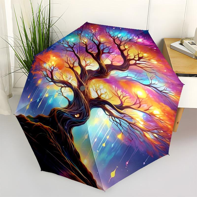 

Enchanted Forest, Mystical Tree Themed Automatic Opening and Closing Umbrella, Compact Travel Umbrella, Lightweight and Portable, Suitable f