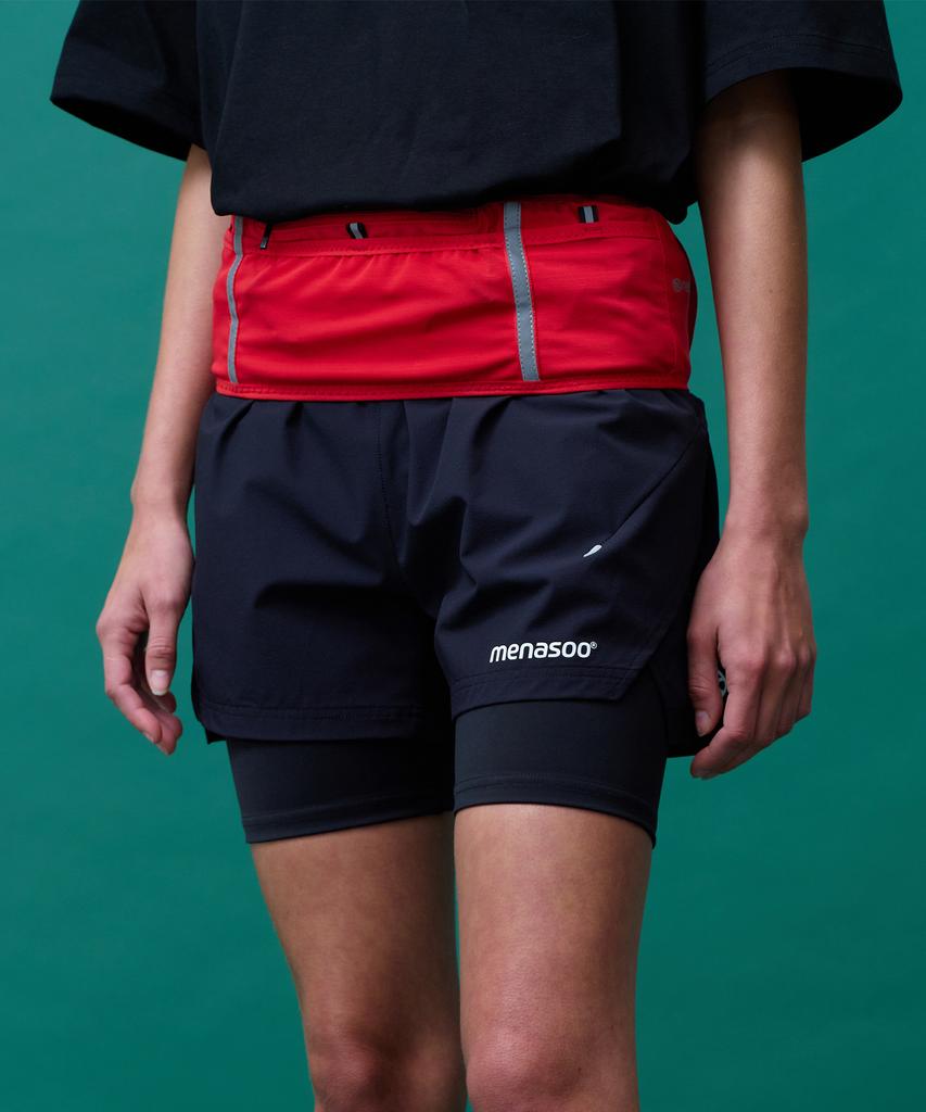 Minasu Unisex Multi Sport Two In One Running Shorts_Black