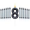 6Pcs 1 to 9 Number Candle For Racers Black and White Checkered Candle Anniversary Truck Candle Cake Topper Festival Candles Cake