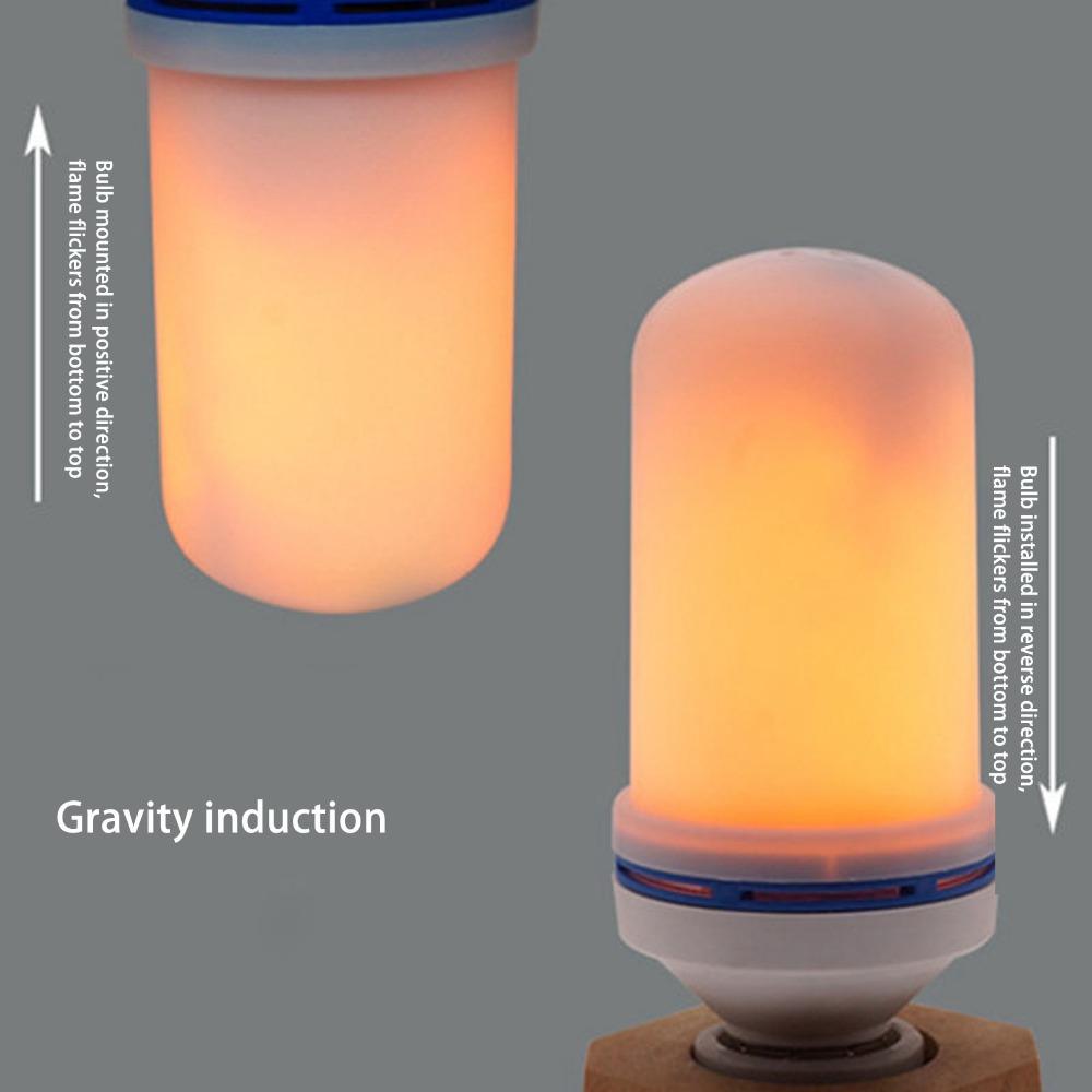 2 Pack 3W LED Flame Light Bulbs 4 Modes E26 Base Flickering Light Bulbs AC 85‑265V Upside Down Effect Fire Light Bulbs