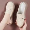 Fashion Spring New Baotou Slippers Women's Fashion Round Head Suede Metal Buckle Thick Soles Anti-slip Wear-resistant Flat Shoes