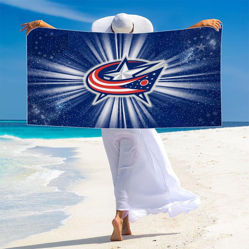 Columbus Blue Jackets Print Beach Towel, Large Soft Quick Dry Towel for Beach Camping Swimming