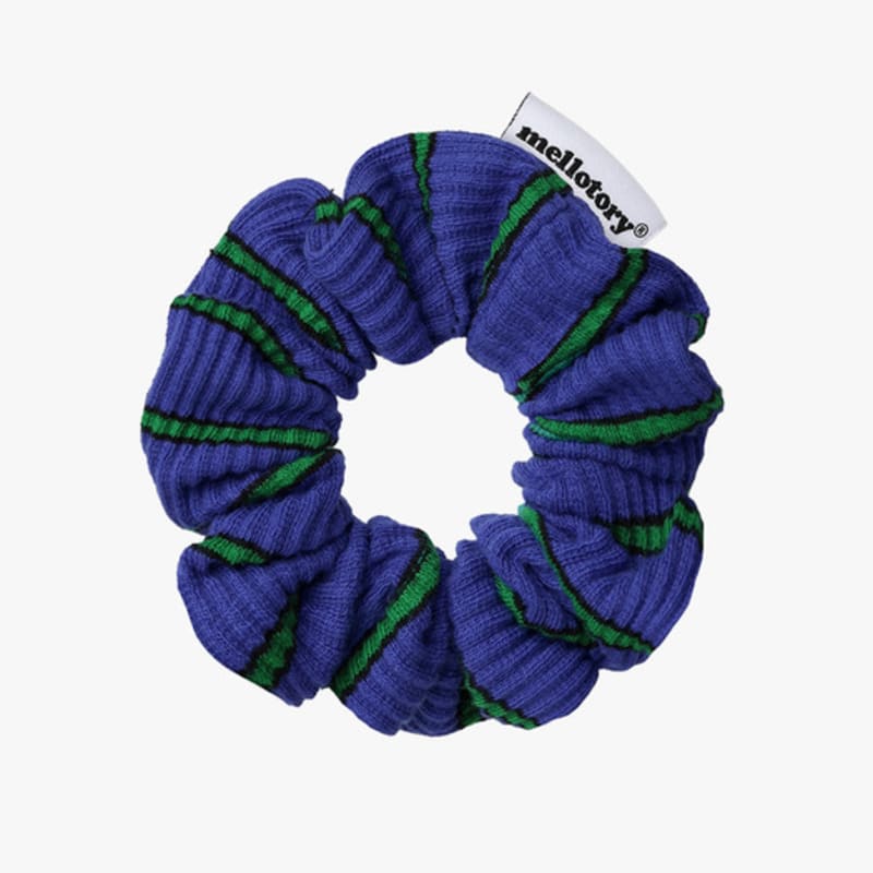Mellotory Striped Knit Scrunchie (blue)