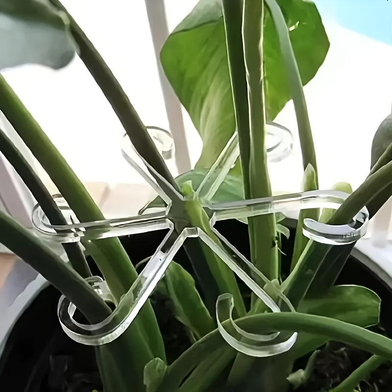 5 Pcs Transparent Leaf-Design Plant Support Stakes - Flexible Monstera Stem Clips, Invisible Plant Stake Holders for Indoor Plan