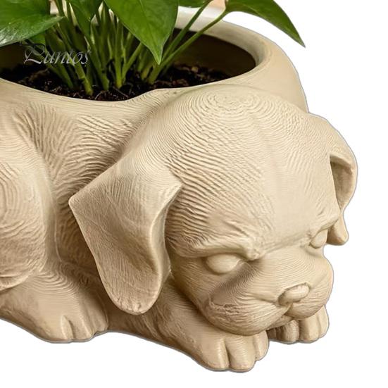 Modern White Minimalist Planter Cute Puppy Planter, 3D Printed Decorative Plant Pot, Unique DIY Hand Painted Flower Pot Dog Shaped for Succulents Home