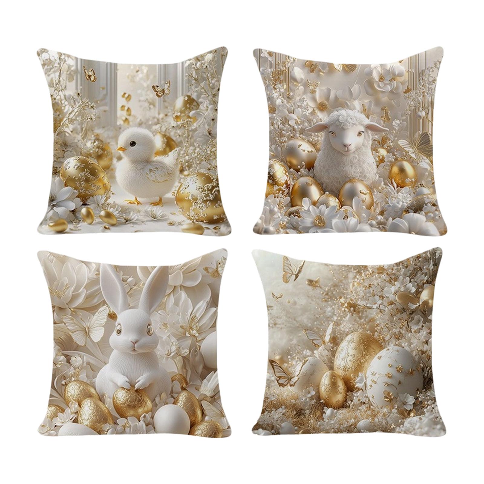 

Easter Bunny Pillowcase Sofa Pillow Bed Headrest Cover Short Furry Pillowcase One Size