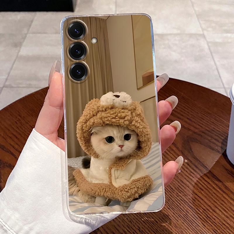 For Samsung Galaxy S25 FE S25 Edge S25 Slim S25+ Cases Clear Soft TPU Back Cover For Samsung S25 Plus Cute Rabbit Cat Phone Case