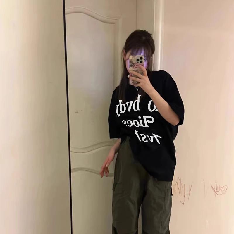 Women's Plus Size Retro High Street Cotton Oversized Half-Sleeve T-Shirt