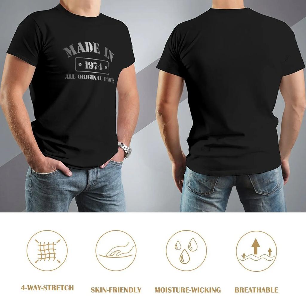 Made In 1974 T-Shirt Sports Fans Oversizeds T Shirts For Men Cotton