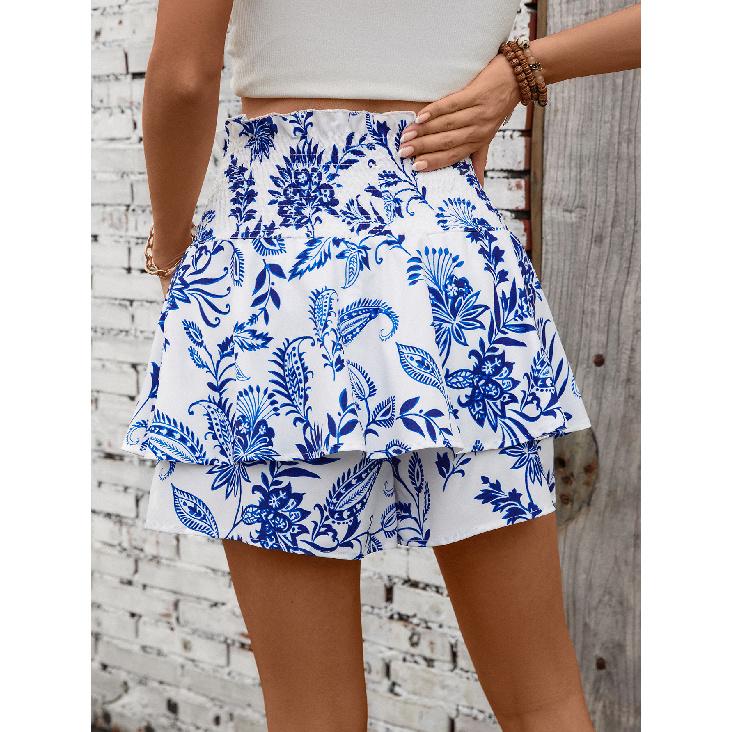 Nowa Moda Sukienka do Tańca Cheerleadingowego Dla Kobiet Damska z Falbankami i Nadrukiem Kwiatowym Owijana Spódnica z Wysokim Stanem