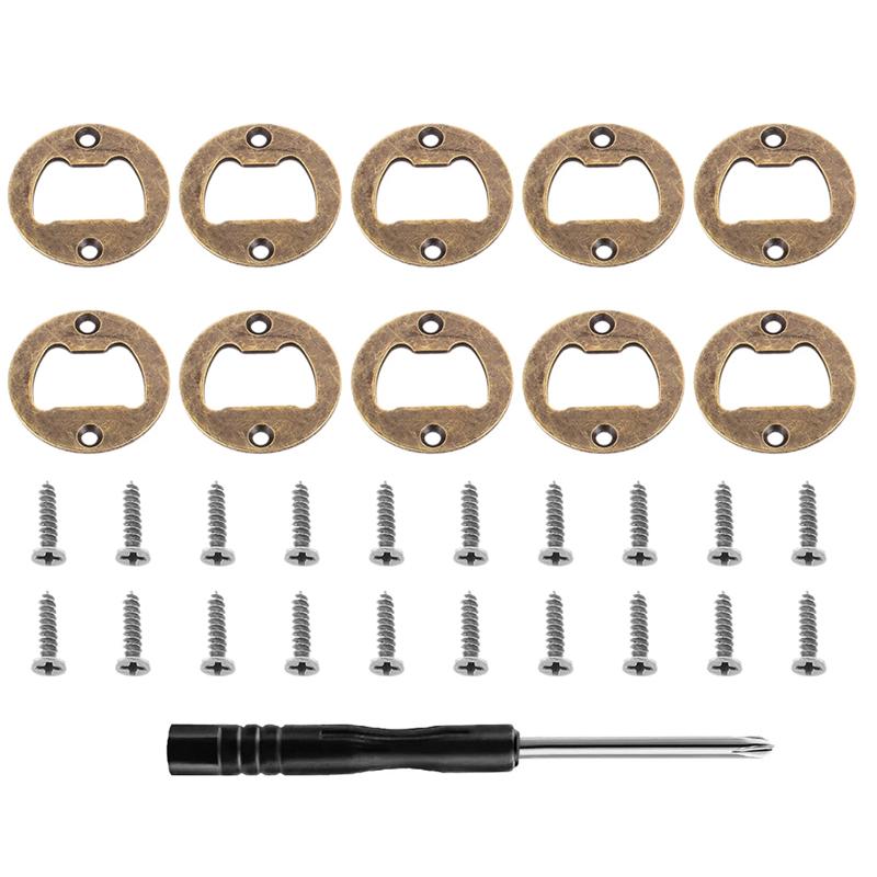 Bottle Opener Inserts Kit Stainless Steel Round Bottle Opener Inserts with Screws and Screwdriver for Bottle Opener DIY Mould1