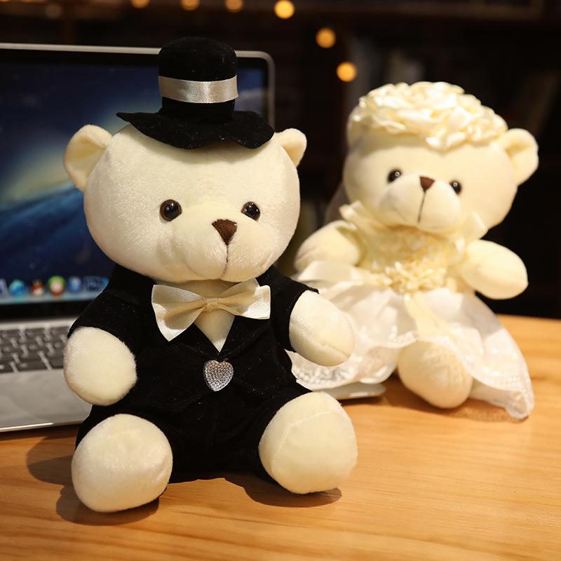 Creative Wedding Couple Teddy Bears (Pair): Bride&Groom Plush Toys—Perfect for Wedding Car Decoration & Romantic Marriage Gifts!