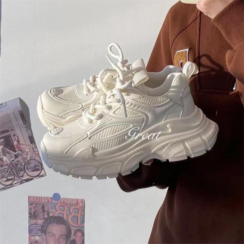 Korean version shows feet little dad shoes women's 2025 autumn new versatile platform white shoes high-end casual sports shoes