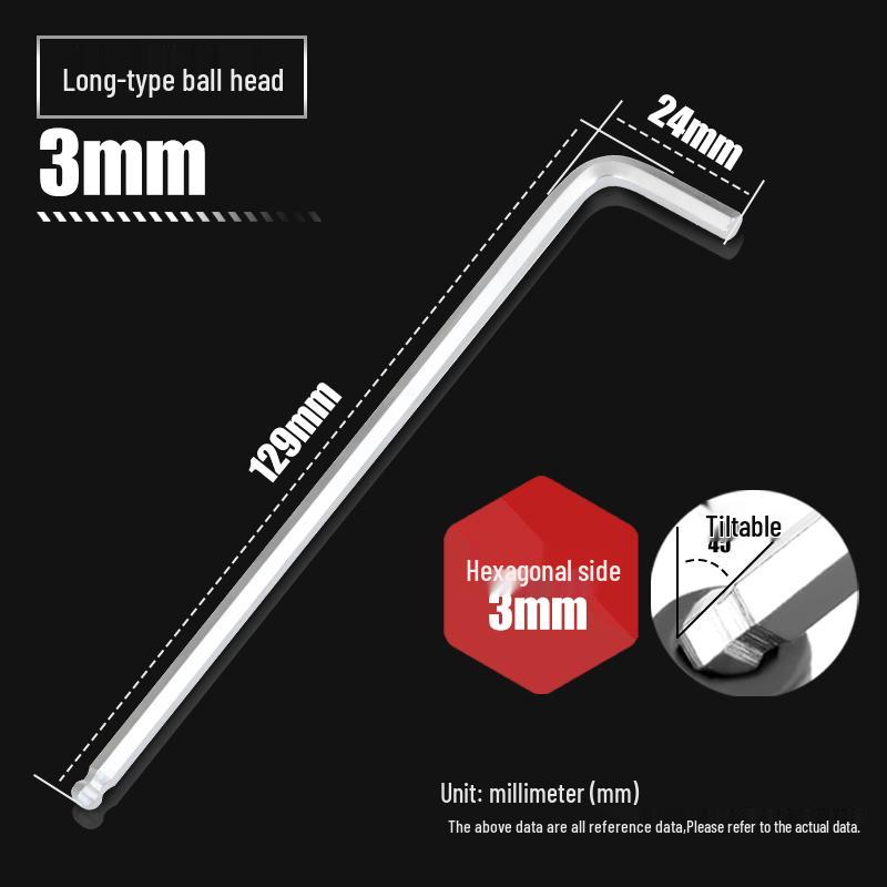 Gongdengdeng 3mm Extra Long Ball End Hex Key Wrench Set